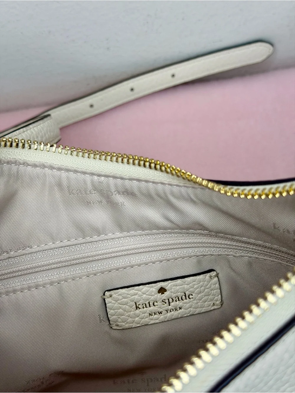 kate spade Cream Leather Shoulder Bag with Gold Chain